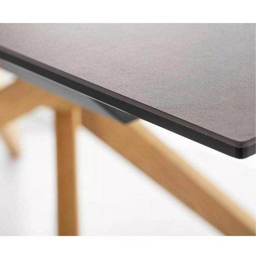 Table Design Céramique Bronze - 180/230 Cm - Pieds Bois - Viani