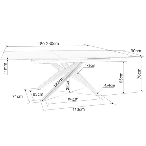 Table Design Céramique Bronze - 180/230 Cm - Pieds Bois - Viani