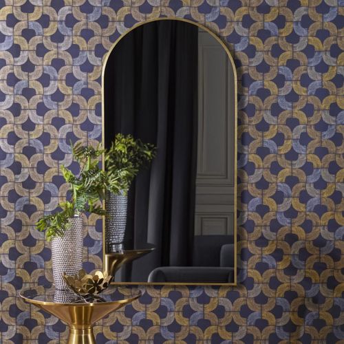 Miroir Voute En Métal Doré 120 X 60 Cm Hari