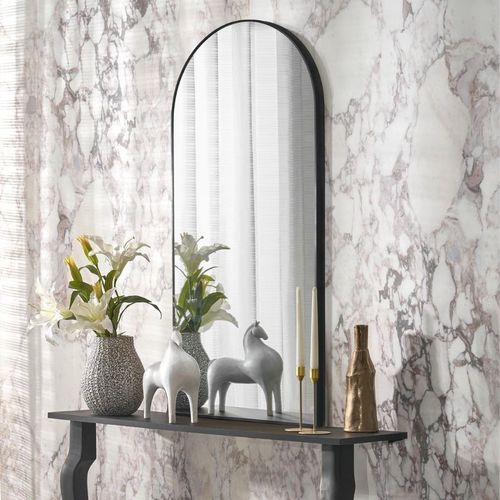 Miroir 120 X 60 Cm Vouté En Aluminium Noir Hari