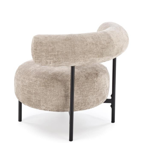 Chaise Retro Ronde En Tissu Beige Roby