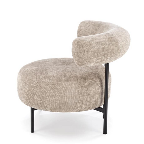 Chaise Retro Ronde En Tissu Beige Roby