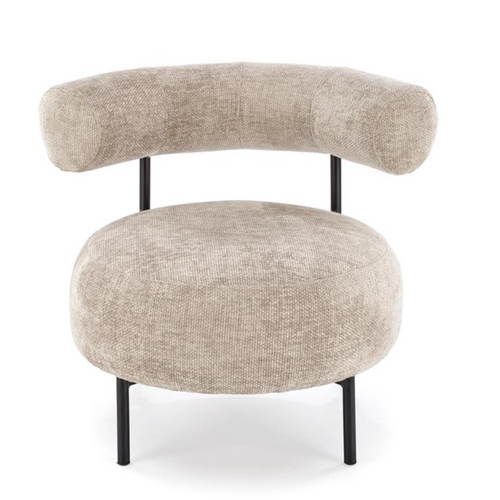 Chaise Retro Ronde En Tissu Beige Roby