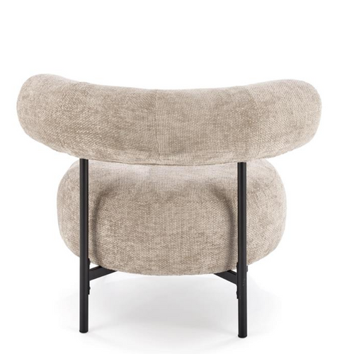 Chaise Retro Ronde En Tissu Beige Roby