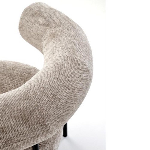 Chaise Retro Ronde En Tissu Beige Roby