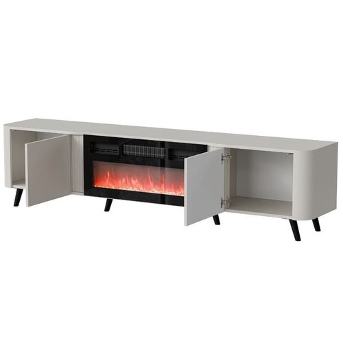 Meuble Télé Beige 200 Cm Avec Cheminée Électrique Lucky