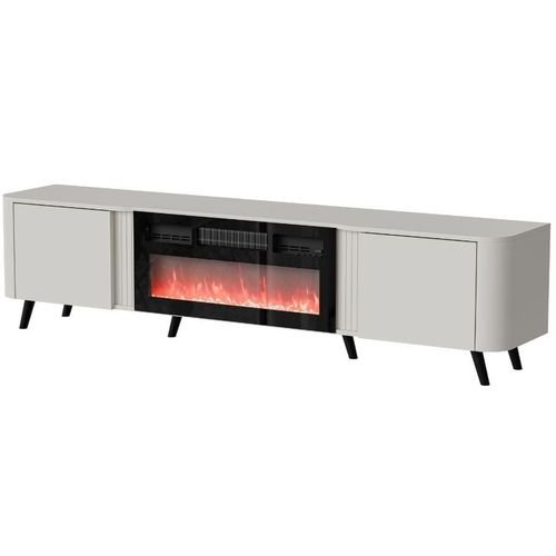 Meuble Télé Beige 200 Cm Avec Cheminée Électrique Lucky