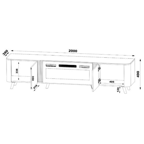 Meuble Télé Beige 200 Cm Avec Cheminée Électrique Lucky