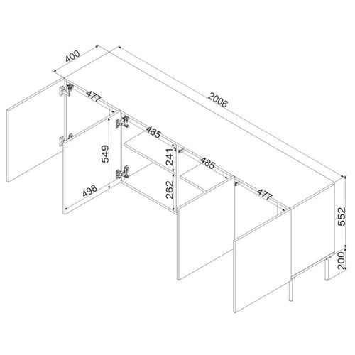 Buffet Design Beige 200cm 4 Portes Avec Motifs Abys