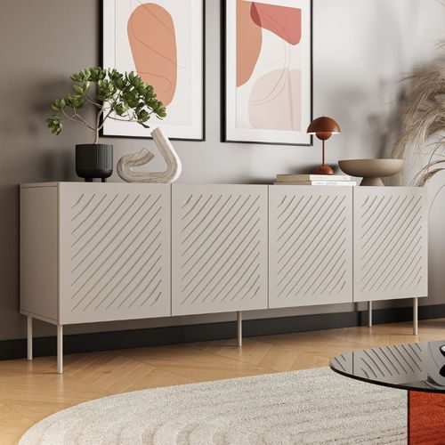 Buffet Design Beige 200cm 4 Portes Avec Motifs Abys