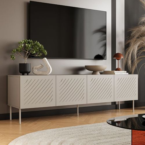 Meuble TV Beige Design - 4 Portes - 200cm Abys