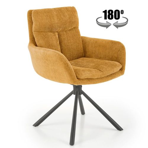 Chaise Design Confort Et Pivotante En Tissu Jaune Edge
