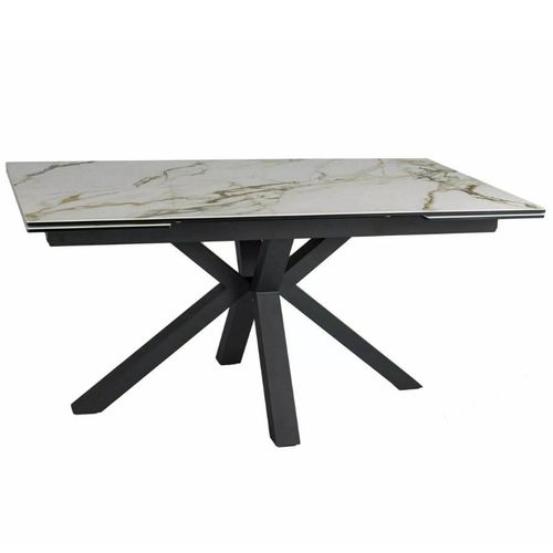 Table Design Céramique Effet Marbre Blanc 160-240 Cm Gatien