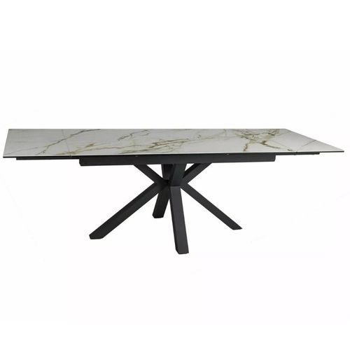 Table Design Céramique Effet Marbre Blanc 160-240 Cm Gatien