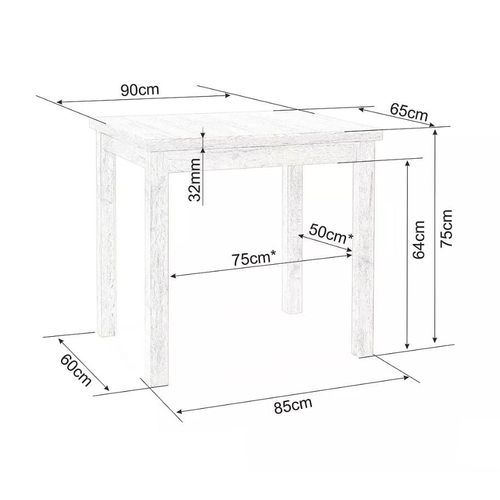 Table De Cuisine Noir et Chêne 90 X 65 Cm Loka