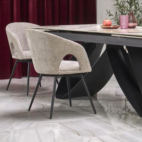 Chaise Pivotante Design En Tissu Beige Melaine