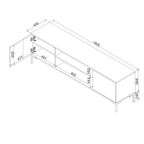 Meuble Télé 180 Cm Noir Et Bois Polo