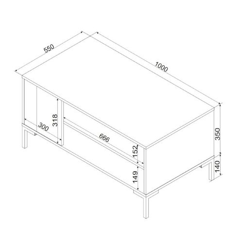 Table Basse 100 X 55 Cm Noir Et Bois Polo