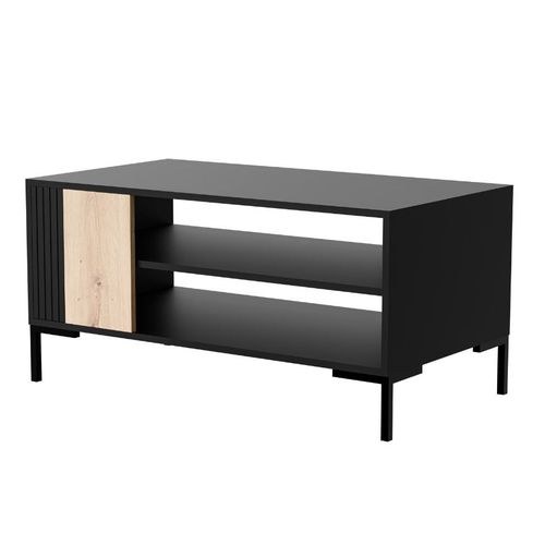 Table Basse 100 X 55 Cm Noir Et Bois Polo