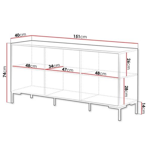 Buffet 150 Cm 3 Portes Noir Et Bois Polo
