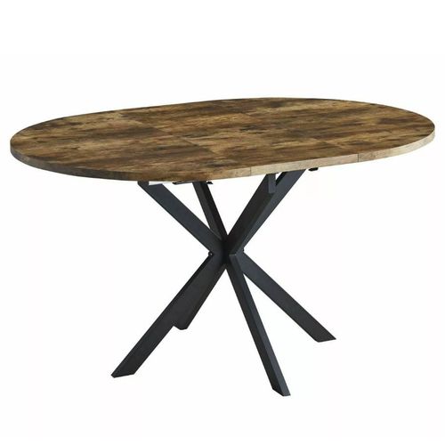 Table Ronde 100 Cm Extensible Bois Et Noir Pieds Métal Larry