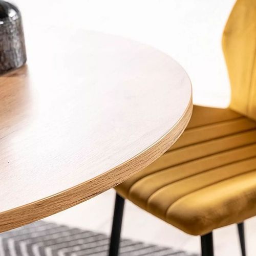 Table Ronde 100 / 135 Cm Style Bois Et Pieds Métal Larry