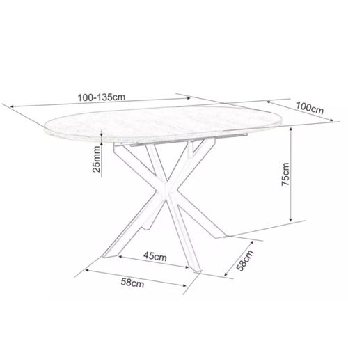 Table Noire Ronde 100 Cm Extensible Style Marbre Pieds Métal Larry