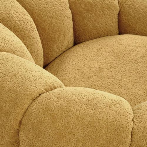 Fauteuil Rond Coquillage En Tissu Jaune Moutarde Alix