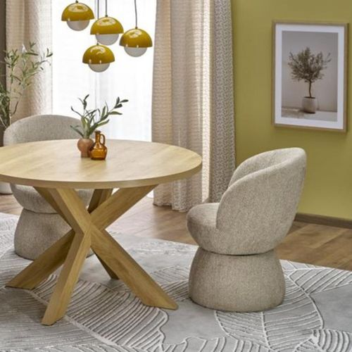 Chaise Design Pivotante En Tissu Beige Nestor