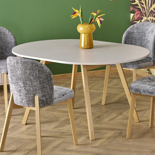 Table Ronde Extensible Beige Et Hêtre 102cm Storend