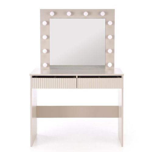 Coiffeuse Beige Avec Tiroirs Et Éclairage LED Stars