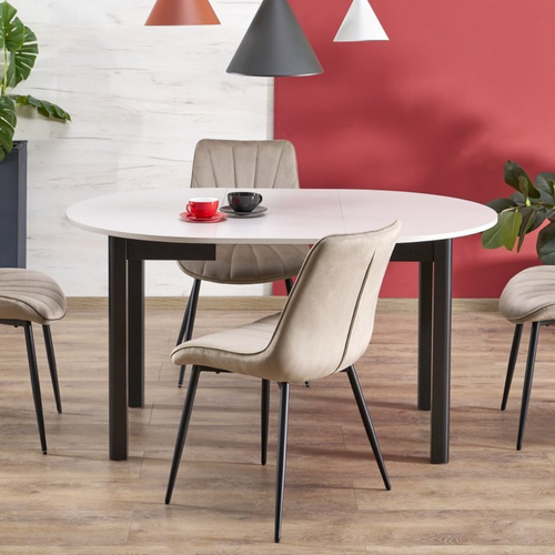 Table à Manger Ronde 100 Cm Extensible Beige Et Noir Carene