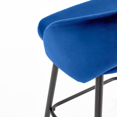 Chaise De Bar En Velours Bleu Avec Pieds En Acier Noir Fit