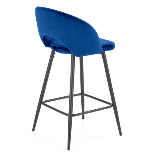 Chaise De Bar En Velours Bleu Avec Pieds En Acier Noir Fit