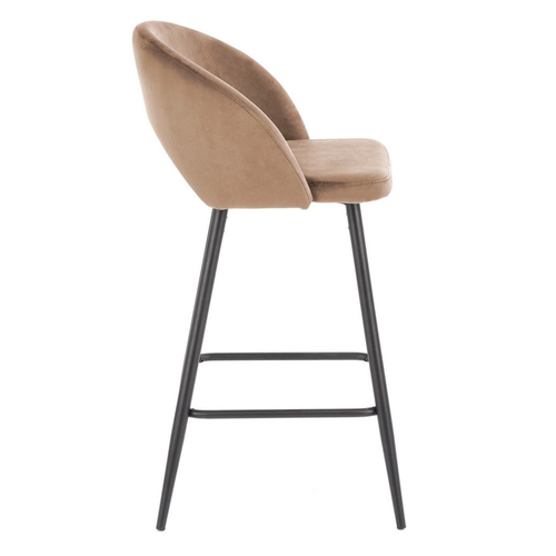 Chaise De Bar En Velours Beige Avec Pieds En Métal Noir Fit