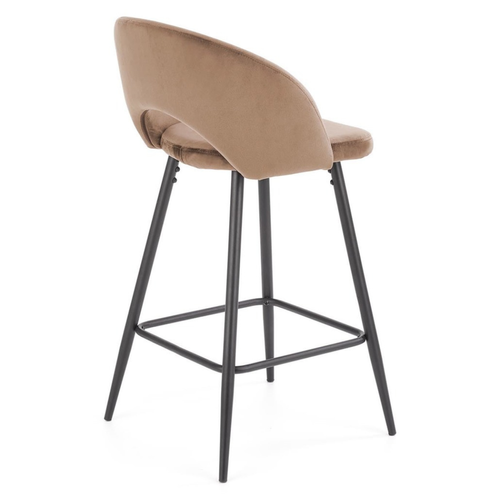 Chaise De Bar En Velours Beige Avec Pieds En Métal Noir Fit