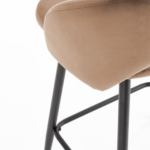 Chaise De Bar En Velours Beige Avec Pieds En Métal Noir Fit