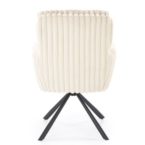 Chaise Beige Pivotante En Tissu Côtelé Avec Pieds En Métal Nuvem