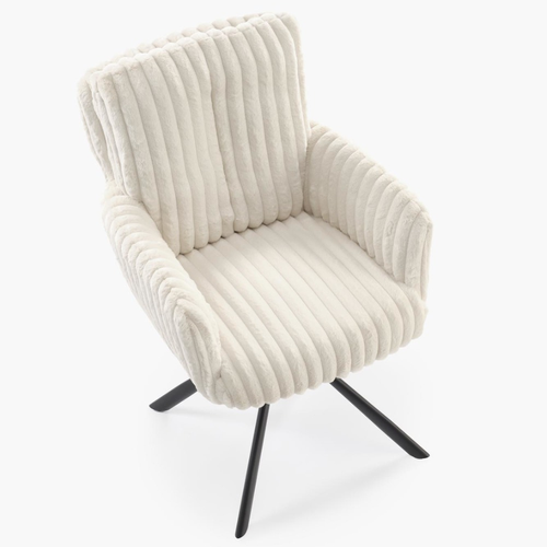 Chaise Beige Pivotante En Tissu Côtelé Avec Pieds En Métal Nuvem