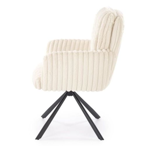 Chaise Beige Pivotante En Tissu Côtelé Avec Pieds En Métal Nuvem