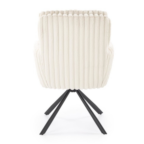 Chaise Beige Pivotante En Tissu Côtelé Avec Pieds En Métal Nuvem