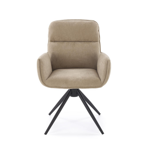 Chaise Pivotante En Tissu Beige Et Pied En Métal Noir Mirka