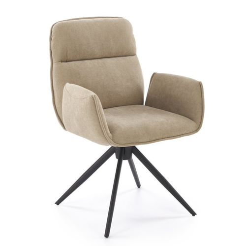 Chaise Pivotante En Tissu Beige Et Pied En Métal Noir Mirka