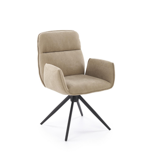 Chaise Pivotante En Tissu Beige Et Pied En Métal Noir Mirka