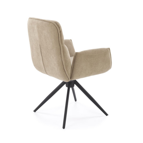 Chaise Pivotante En Tissu Beige Et Pied En Métal Noir Mirka
