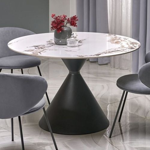 Table Ronde 120cm Style Marbre Avec Pied Central Mordor