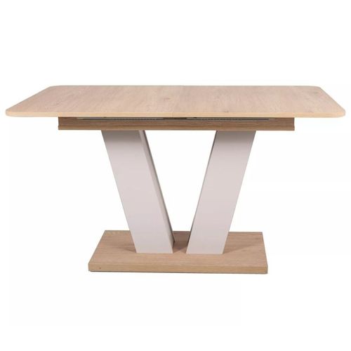 Table Extensible 136 - 176 Cm Beige Et Bois Rosy