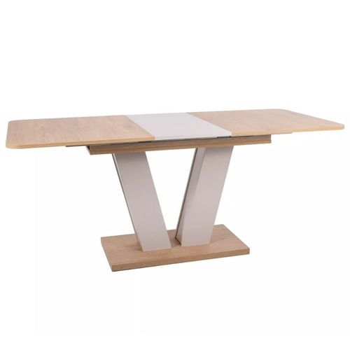Table Extensible 136 - 176 Cm Beige Et Bois Rosy