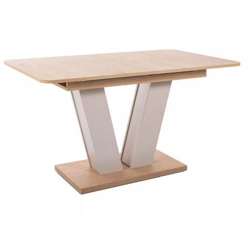 Table Extensible 136 - 176 Cm Beige Et Bois Rosy