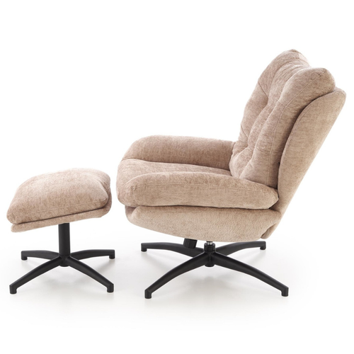 Fauteuil Et Repose Pieds En Tissu Beige Avec Bascule Gasper